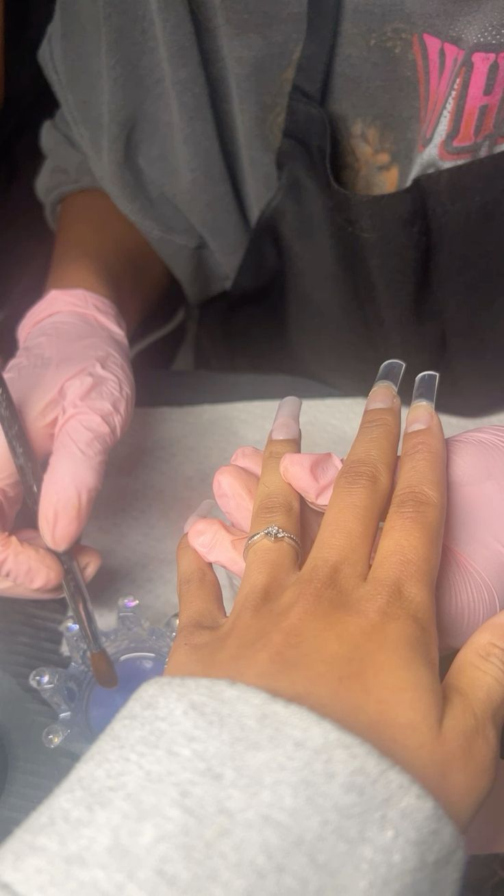 Nail treatment in progress